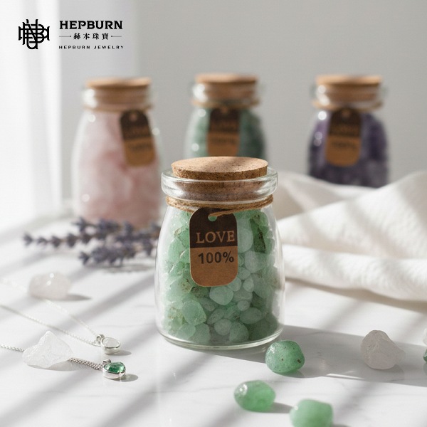 【赫本珠寶】靈願之許願瓶｜天然東陵玉碎石｜日常療癒消磁石