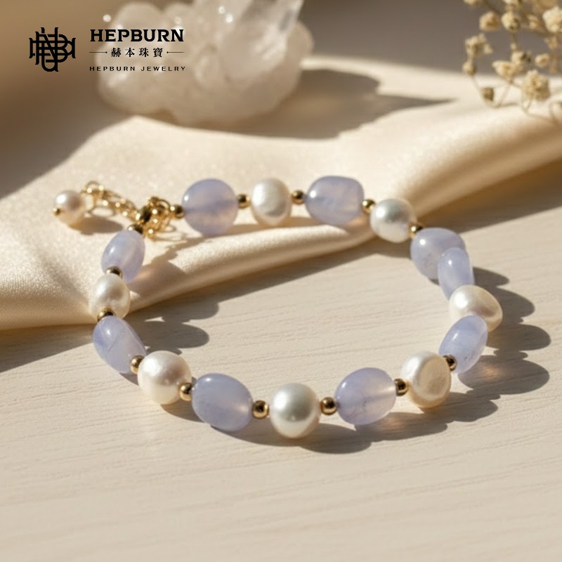 【赫本珠寶】設計款-珍珠藍瑪瑙手鍊