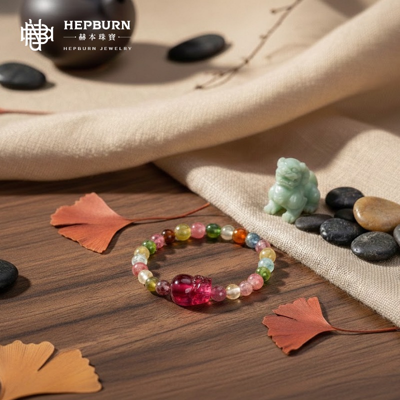 【赫本珠寶】守序之獸 · 天然碧璽貔貅串珠戒指