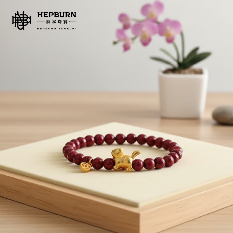 【赫本珠寶】設計款 - 紫氣東來天然紫金砂招財貓手鍊(6mm)