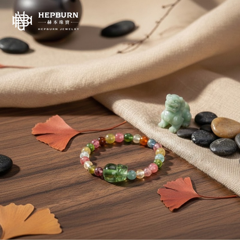 【赫本珠寶】守序之獸 · 天然碧璽貔貅串珠戒指