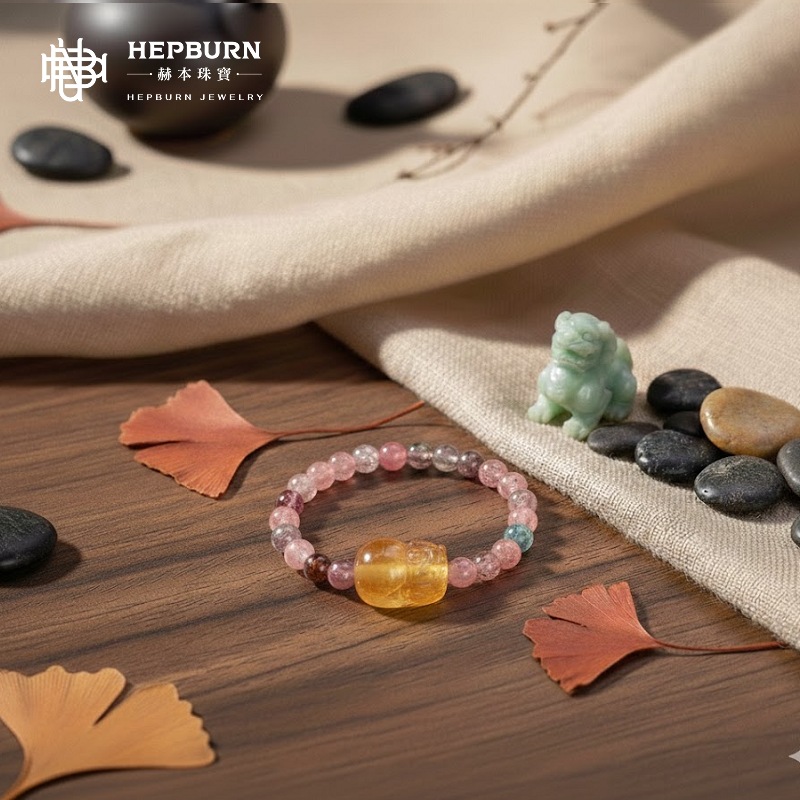 【赫本珠寶】守序之獸 · 天然碧璽貔貅串珠戒指