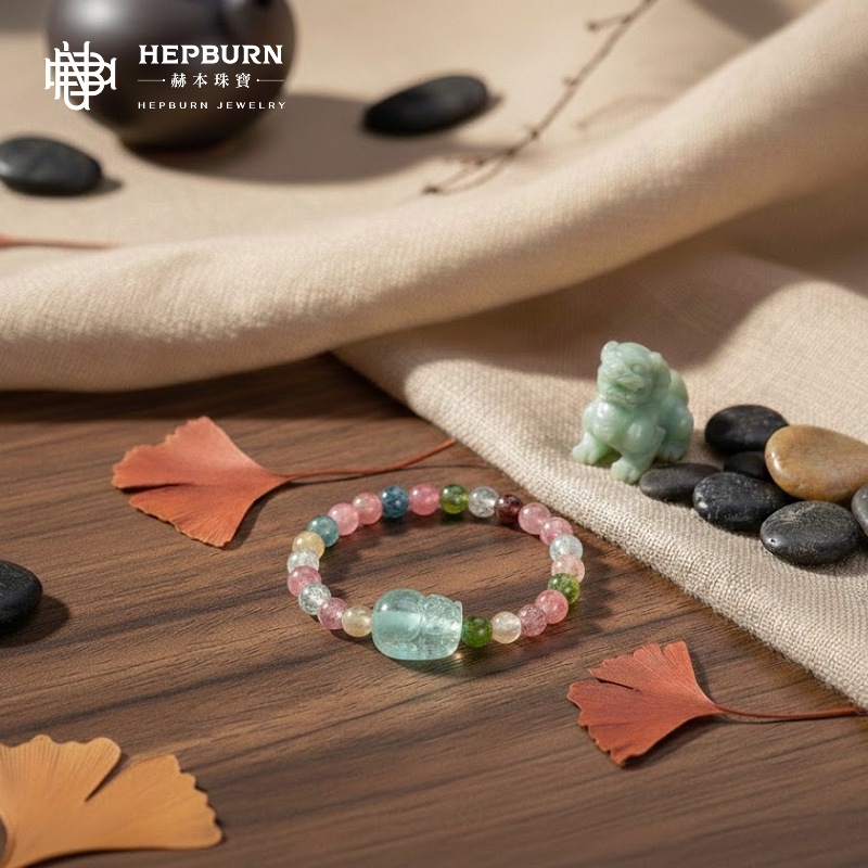 【赫本珠寶】守序之獸 · 天然碧璽貔貅串珠戒指