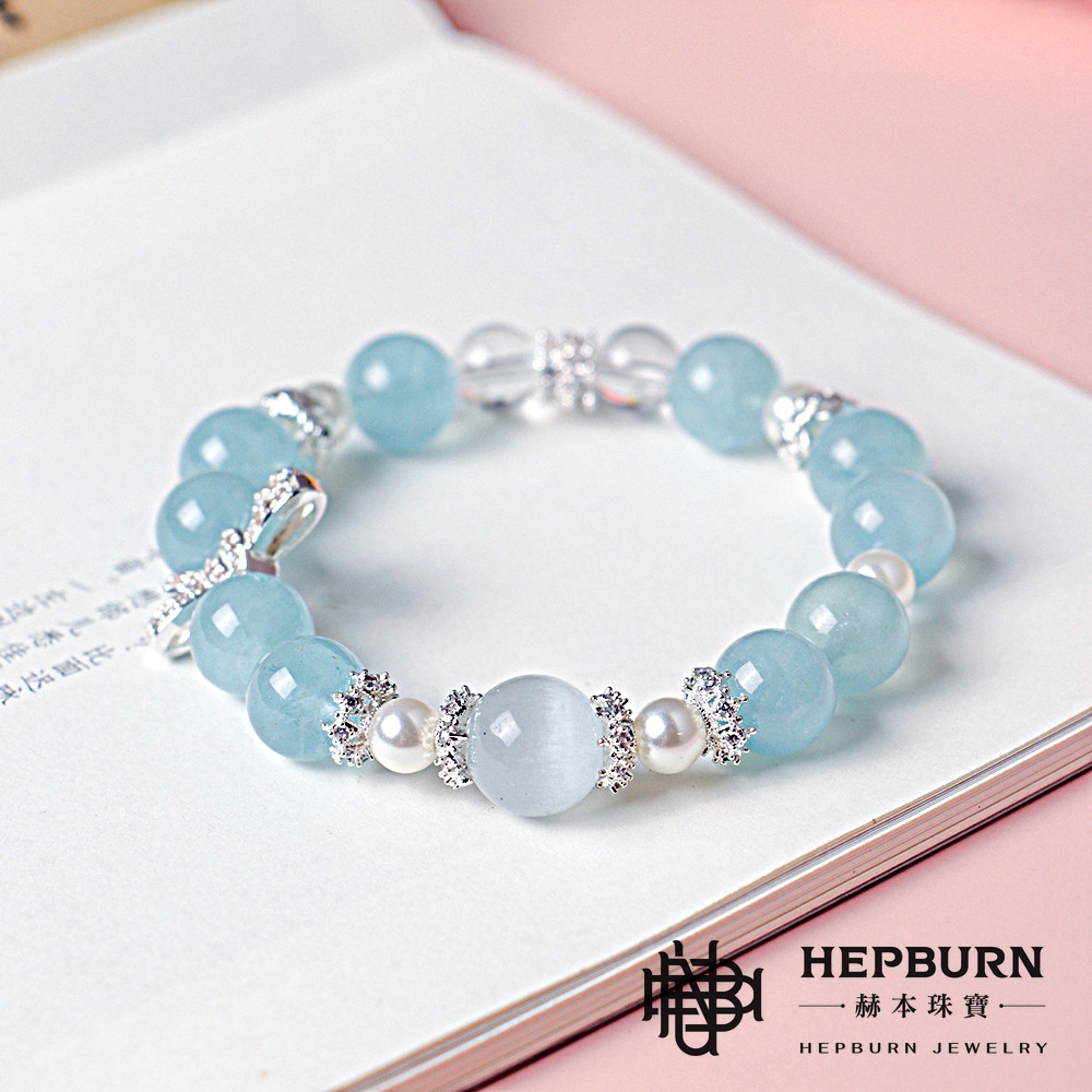 【赫本珠寶】水府靜財｜靜水生財海藍寶蝴蝶結手鍊(10mm)