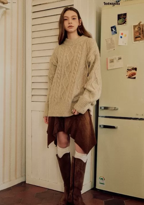 韓國 lotsyou 慵懶麻花寬鬆針織毛衣,U60330006,韓國lotsyou慵懶麻花寬鬆針織毛衣,高質感設計,所有商品,本週新品
