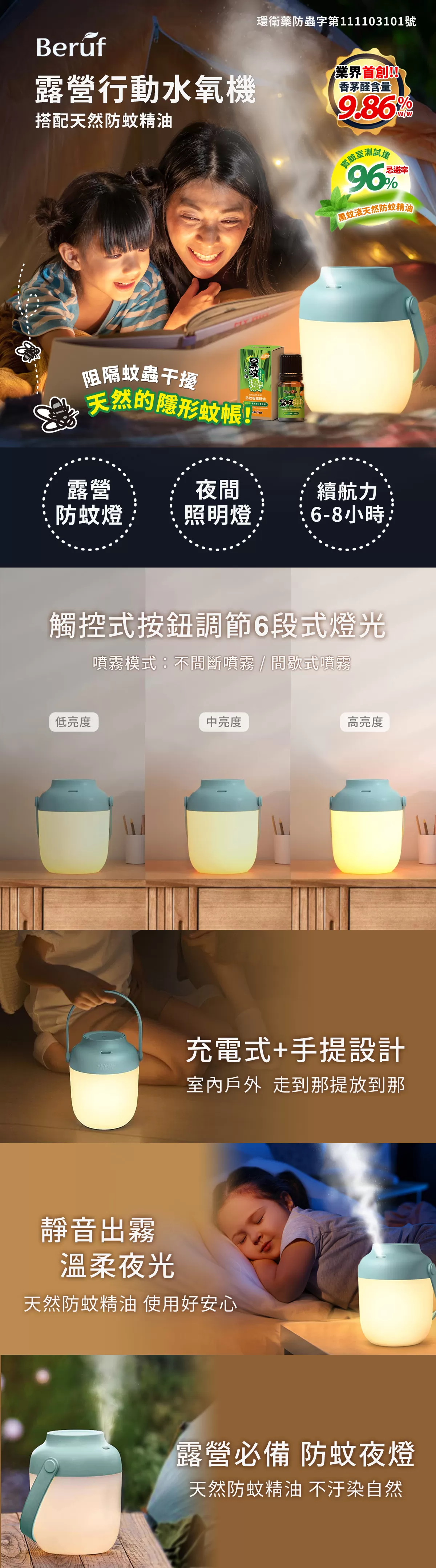 黑蚊滾露營行動組(行動水氧機x1+防蚊香薰精油10mlx1)