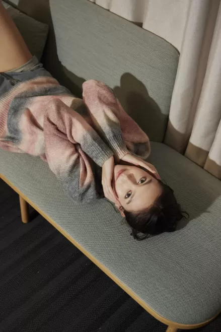 【907X】漸變色條紋圓領毛衣