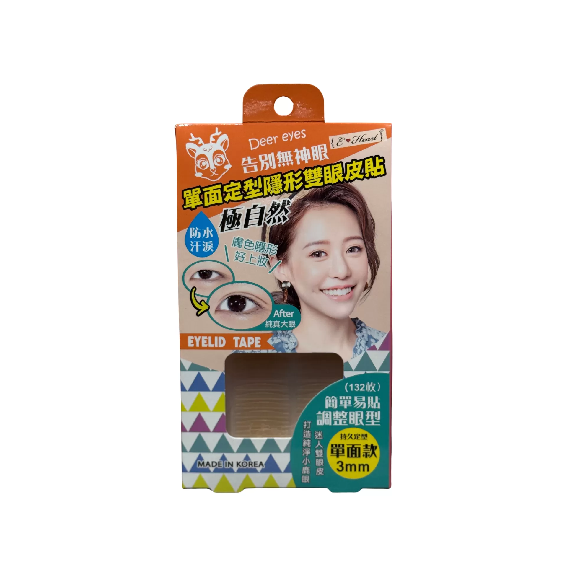 【E‧Heart】單面定型隱形雙眼皮貼(膚色款132枚)