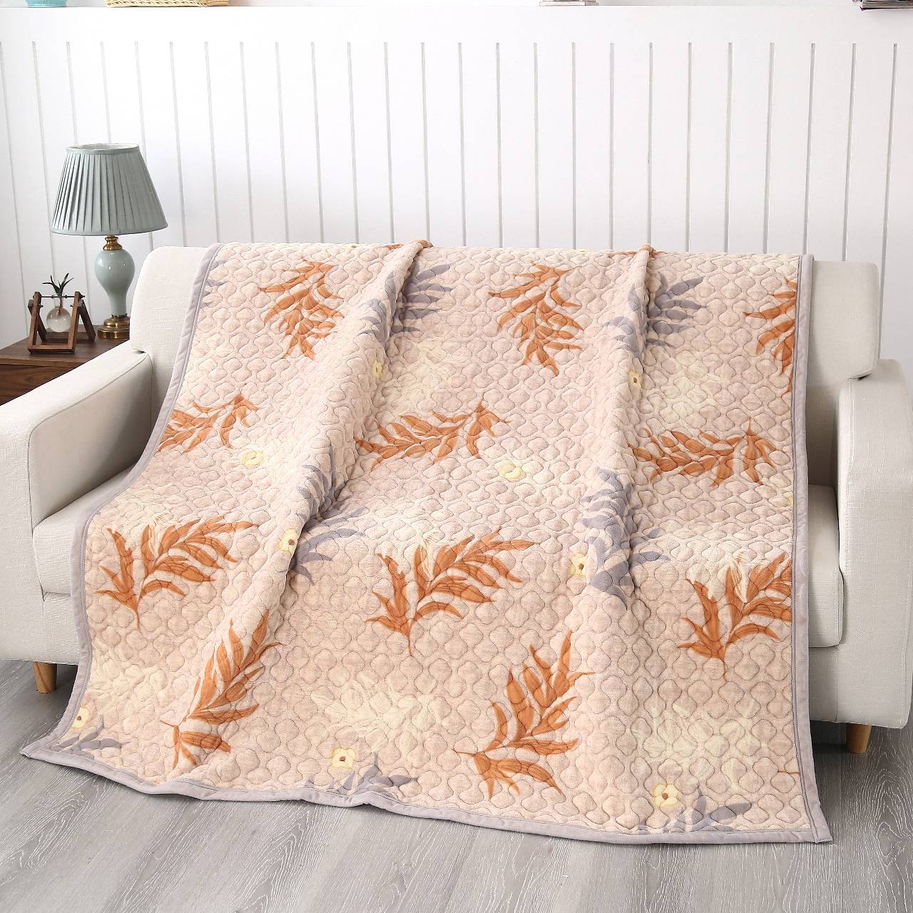 遠紅外抗菌抑菌石墨烯發熱印花毯/秋葉