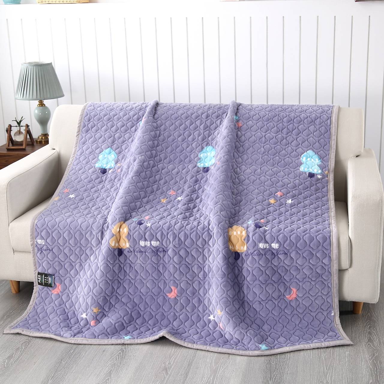 遠紅外抗菌抑菌石墨烯發熱印花毯/夜暮