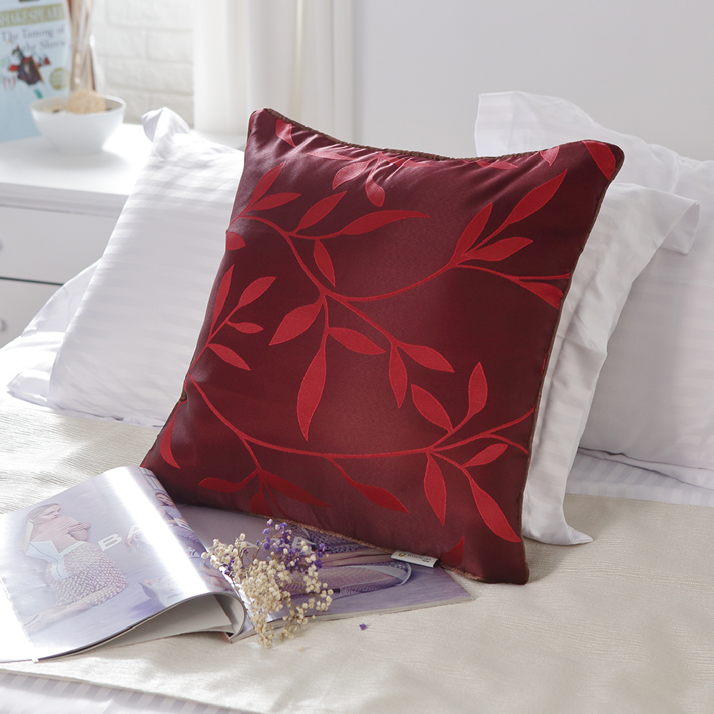 椿萱紅-古典提花抱枕套