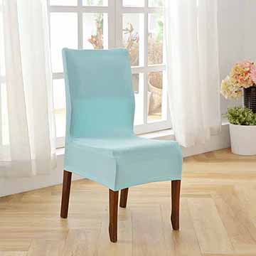 柔順彈性半截式餐椅辦公椅套-tiffany藍