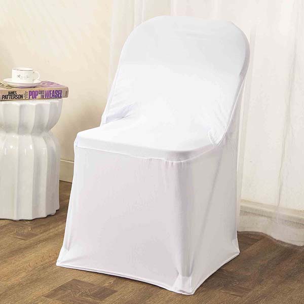 柔順彈性集會會議用摺疊椅椅套-典雅白