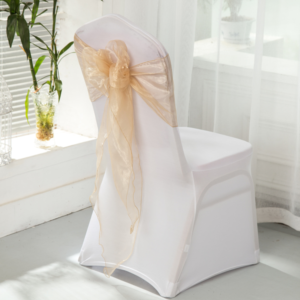 婚禮派對用浪漫雪紡紗飄逸帶-香檳金