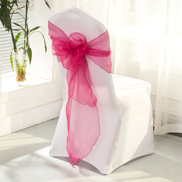 婚禮派對用浪漫雪紡紗飄逸帶-玫瑰紅