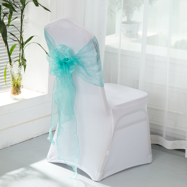 婚禮派對用浪漫雪紡紗飄逸帶-TIFFANY藍