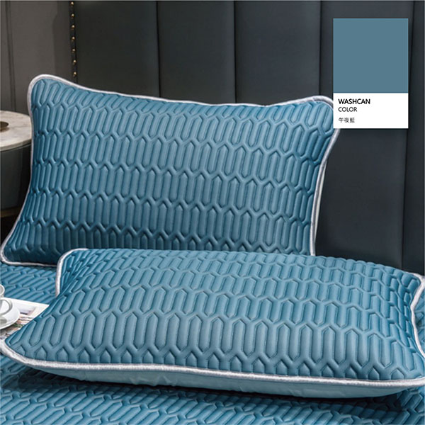 夏日涼感冰絲乳膠枕套/2入/午夜藍