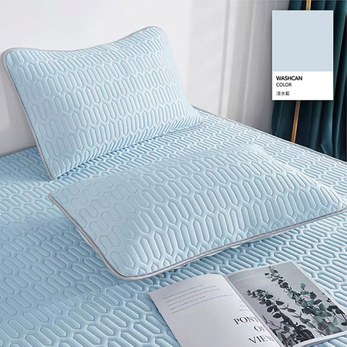 夏日涼感冰絲乳膠枕套/2入/淺水藍