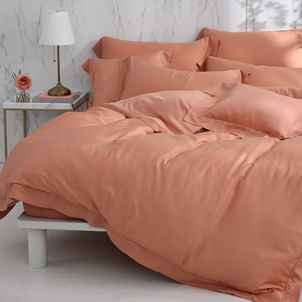 無限極致100支天絲-暖陽橘/兩用被床包組