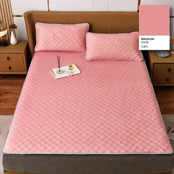 夏日涼感冰絲乳膠枕套睡墊組/玫瑰粉