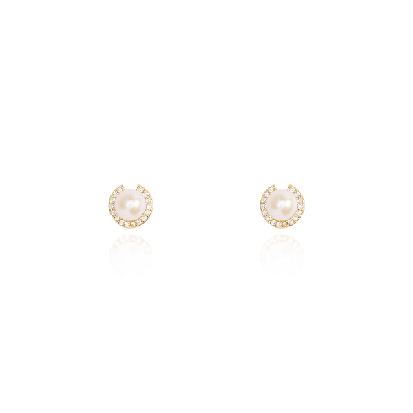 DERVLA | 珍珠U型鑲鑽耳環