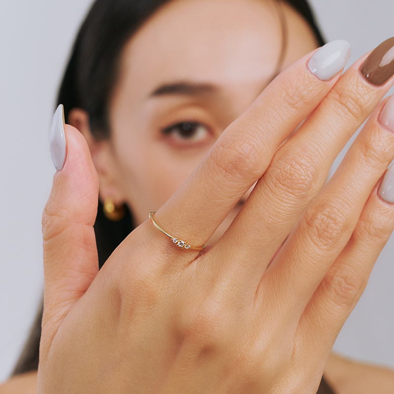 ODETTE | 14K曦光三鑽戒指