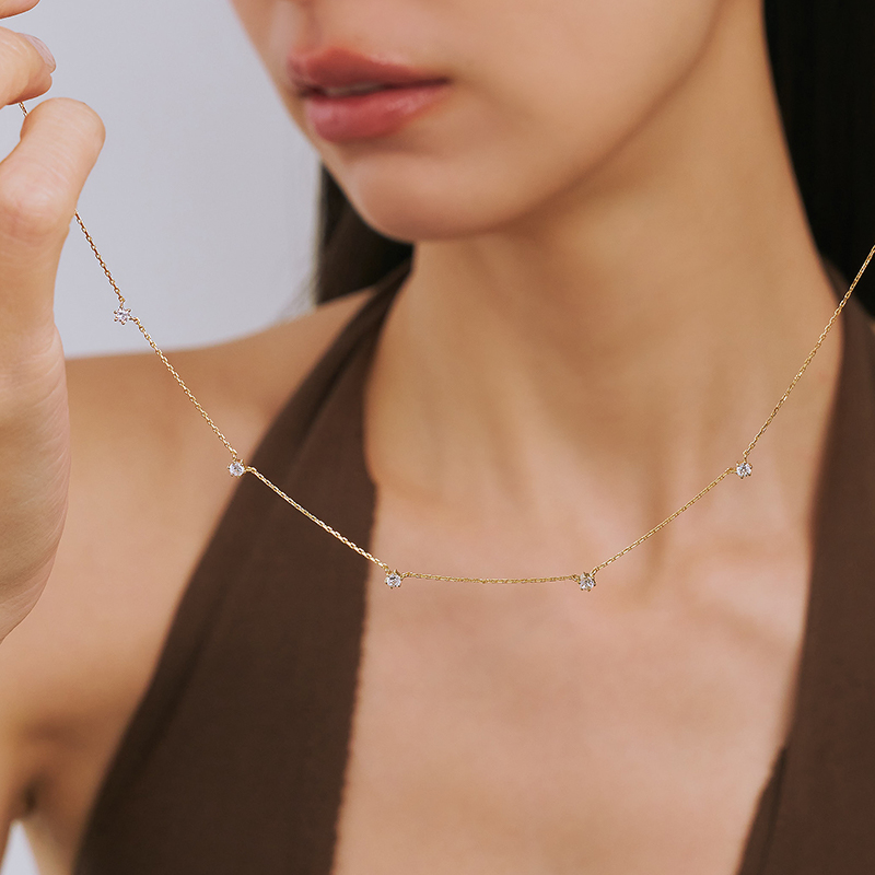 ODETTE | 18K流星5顆滿鑽項鍊,NEW獨家訂製不翻鑽,C114130003,ODETTE|18K流星5顆滿鑽項鍊,18K金,75%純黃金