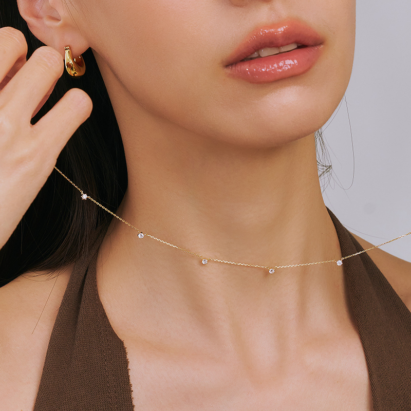 ODETTE | 18K流星5顆滿鑽項鍊,NEW獨家訂製不翻鑽,C114130003,ODETTE|18K流星5顆滿鑽項鍊,18K金,75%純黃金