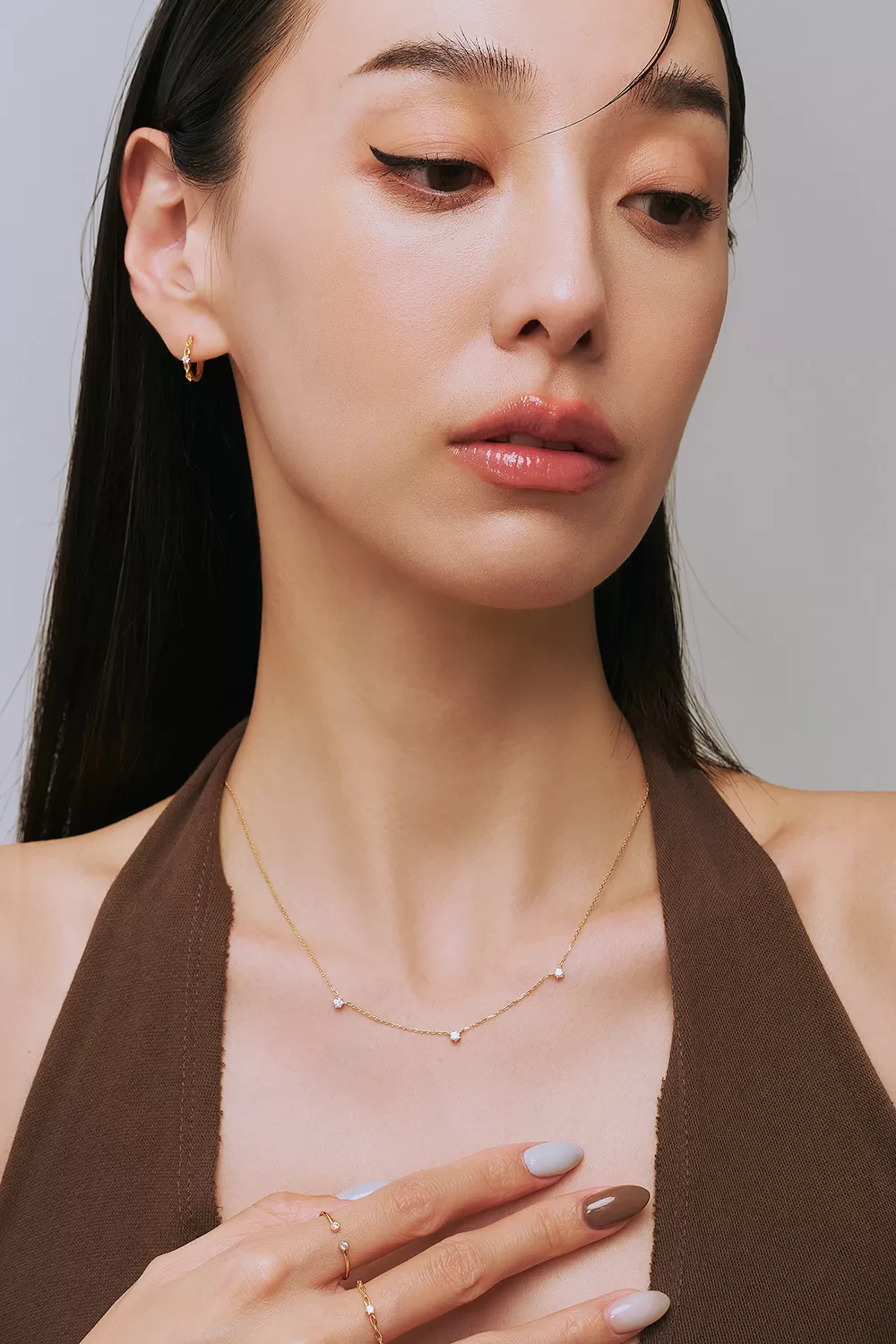 ODETTE | 18K流星3顆滿鑽項鍊,NEW獨家訂製不翻鑽,C114130004,ODETTE|18K流星3顆滿鑽項鍊,18K金,75%純黃金