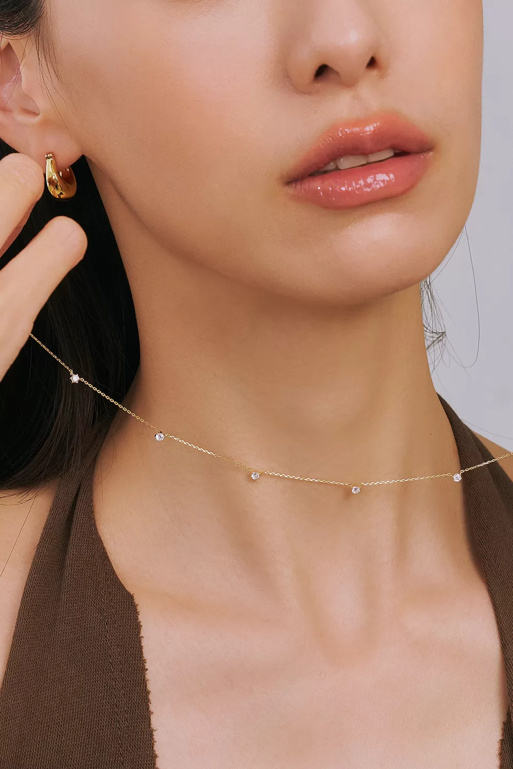 ODETTE | 18K流星5顆滿鑽項鍊,NEW獨家訂製不翻鑽,C114130003,ODETTE|18K流星5顆滿鑽項鍊,18K金,75%純黃金