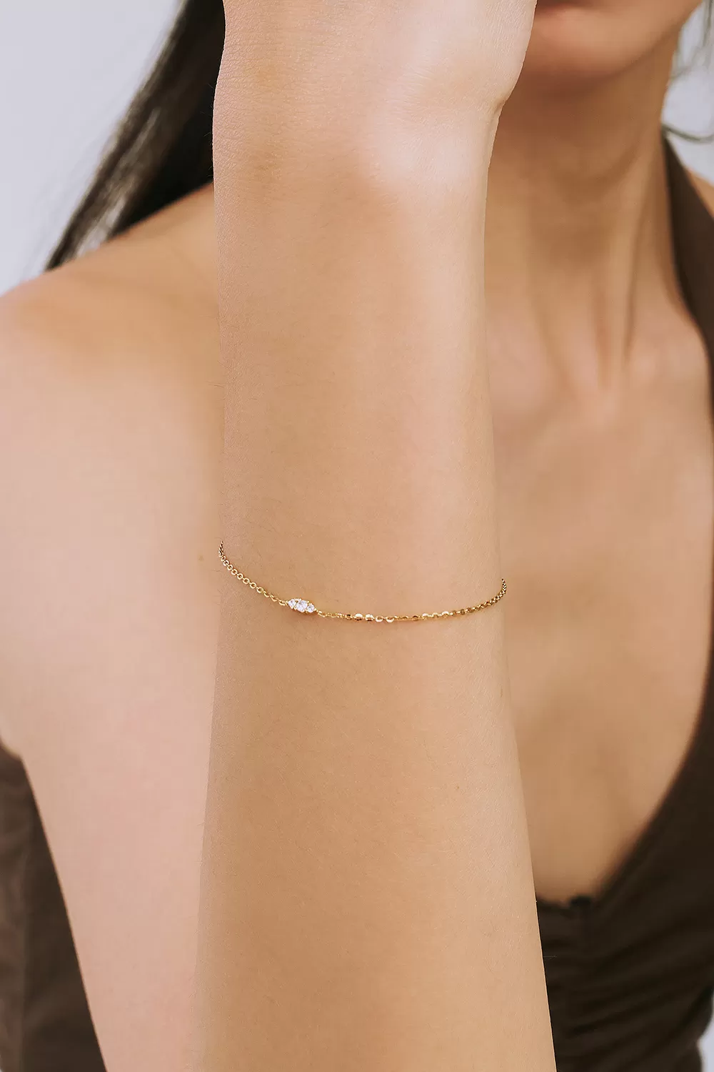 ODETTE | 14K曦光三鑽手鍊,NEW,B114130006,ODETTE|14K曦光三鑽手鍊,14K金,58.5%純黃金