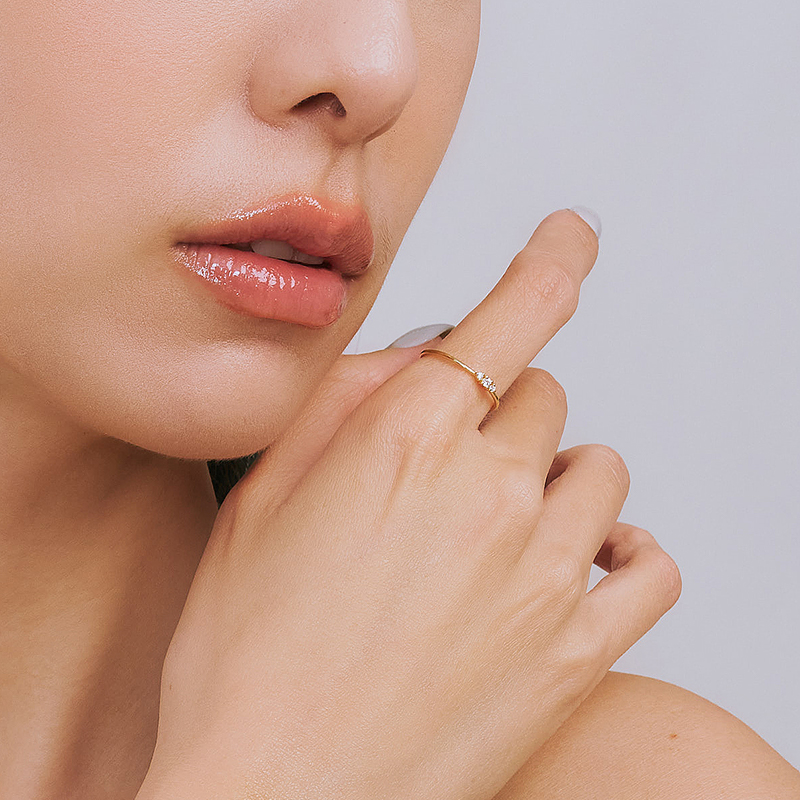 ODETTE | 14K曦光三鑽戒指,NEW,D114130010,ODETTE|14K曦光三鑽戒指,14K金,58.5%純黃金