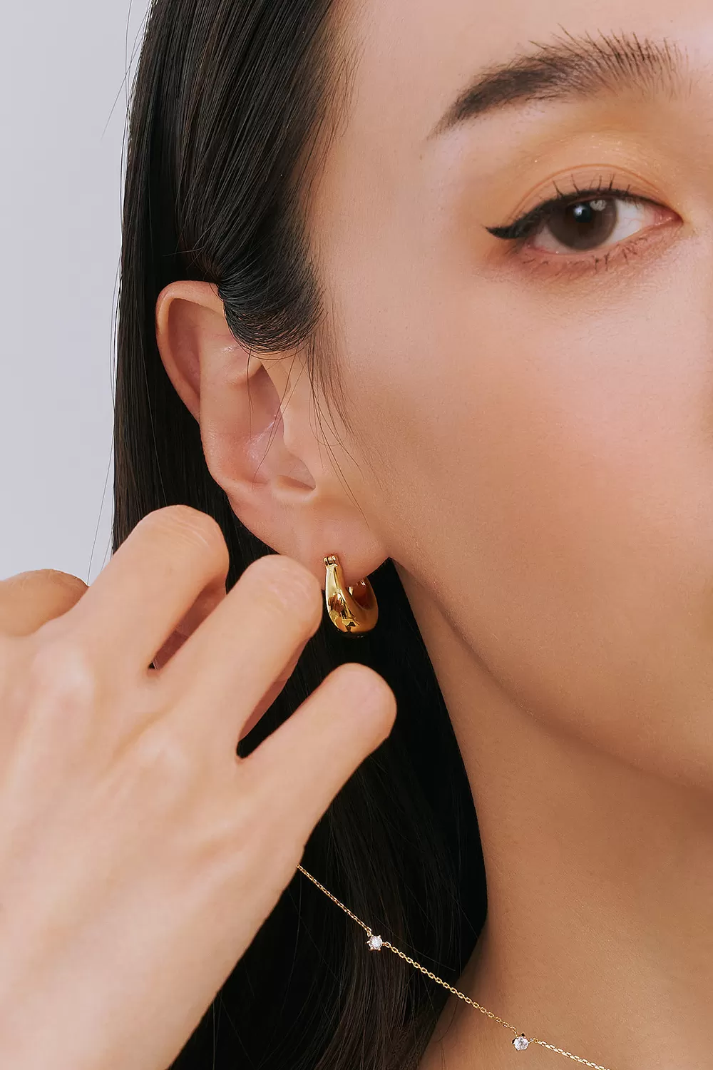 EDREI | 18K拾光簡約耳圈,NEW,A114130006,EDREI|18K拾光簡約耳圈,18K金,75%純黃金