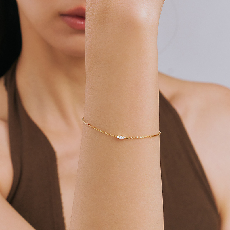 ODETTE | 14K曦光三鑽手鍊,NEW,B114130006,ODETTE|14K曦光三鑽手鍊,14K金,58.5%純黃金