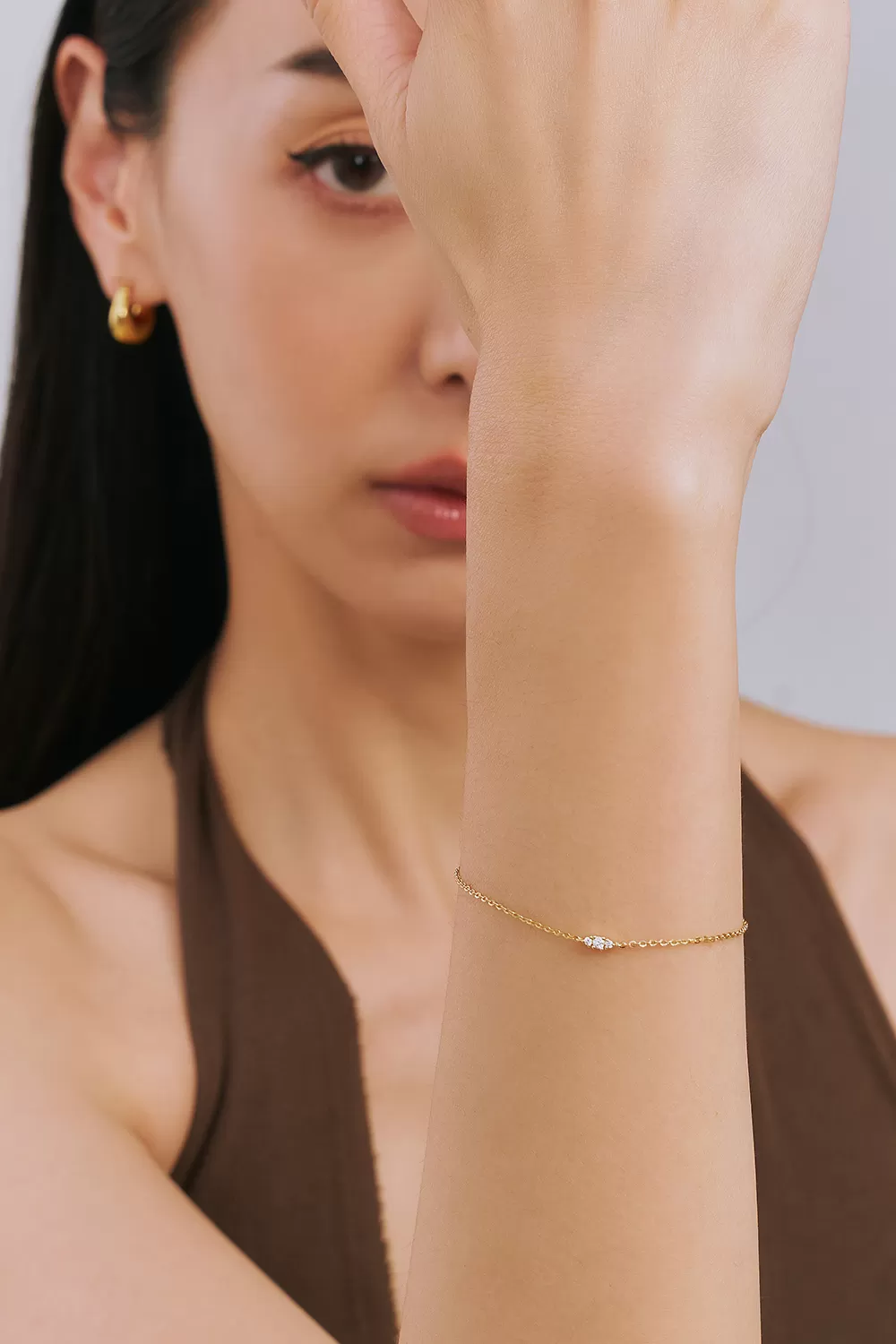 ODETTE | 14K曦光三鑽手鍊,NEW,B114130006,ODETTE|14K曦光三鑽手鍊,14K金,58.5%純黃金