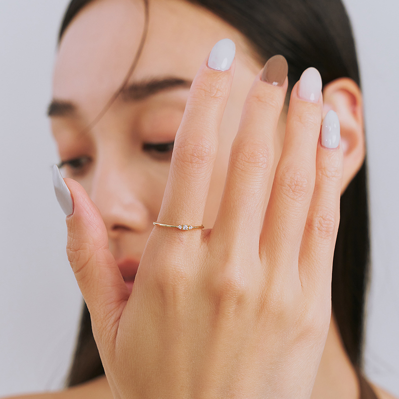 ODETTE | 14K曦光三鑽戒指,NEW,D114130010,ODETTE|14K曦光三鑽戒指,14K金,58.5%純黃金