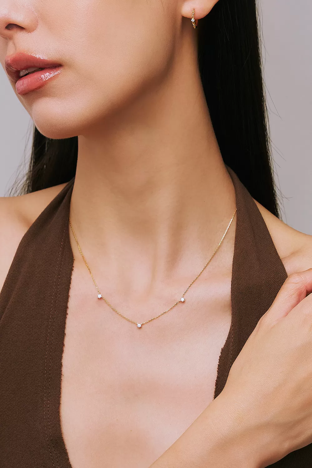 ODETTE | 18K流星3顆滿鑽項鍊,NEW獨家訂製不翻鑽,C114130004,ODETTE|18K流星3顆滿鑽項鍊,18K金,75%純黃金